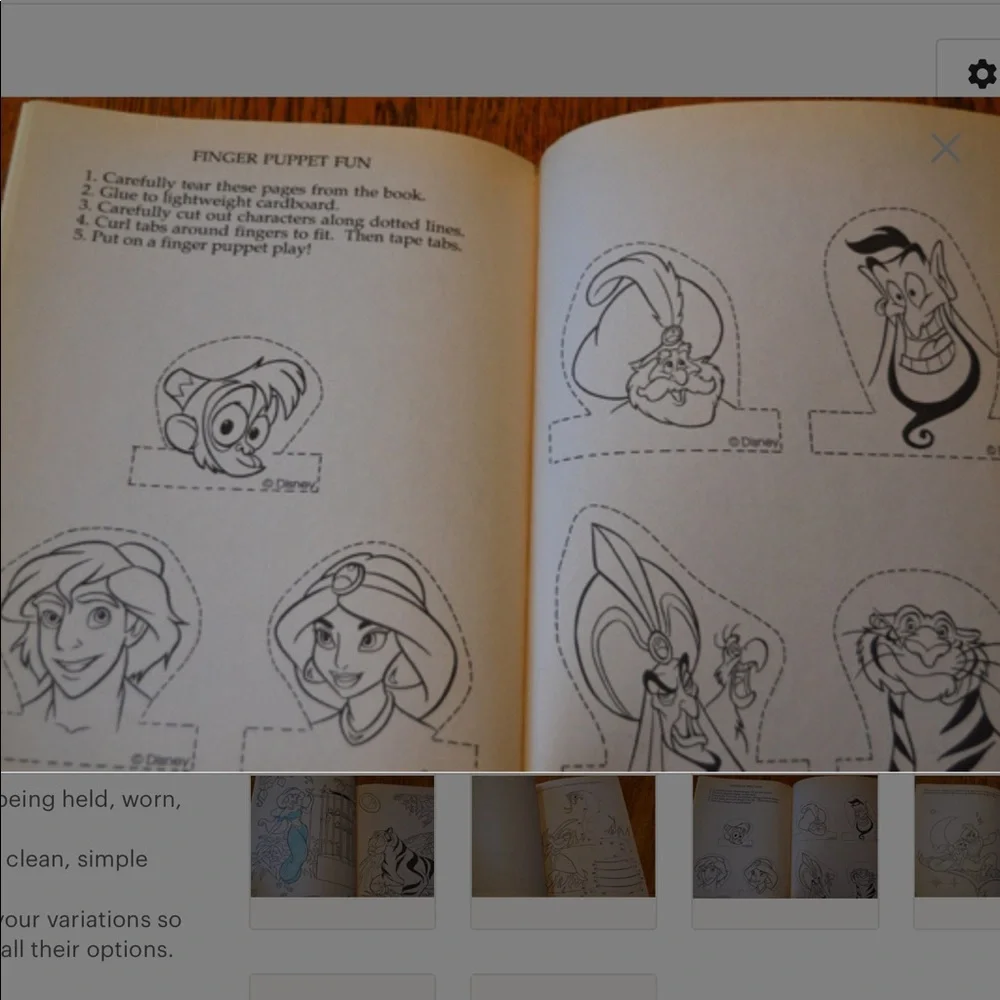 Disney Aladdin Big Coloring Activity Book 1992 Jasmine Jafar Vintage 90’s